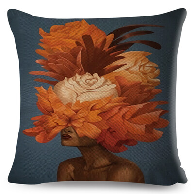 Seksi cvjetno pero Ženska jastučnica Dekor Harajuku Aesthetics Lady Jastučnica s dvostrukim printom za Sofu Kućna lanena jastučnica