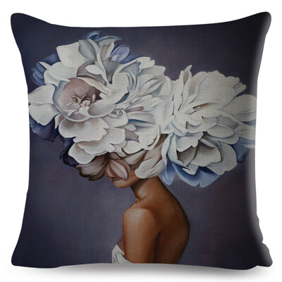 Seksi cvjetno pero Ženska jastučnica Dekor Harajuku Aesthetics Lady Jastučnica s dvostrukim printom za Sofu Kućna lanena jastučnica