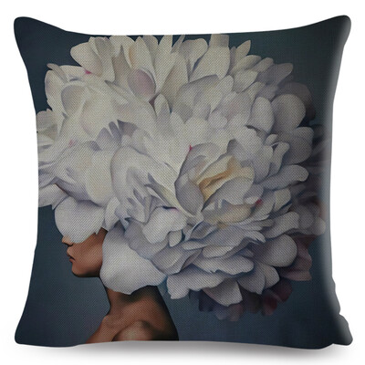 Seksi cvjetno pero Ženska jastučnica Dekor Harajuku Aesthetics Lady Jastučnica s dvostrukim printom za Sofu Kućna lanena jastučnica