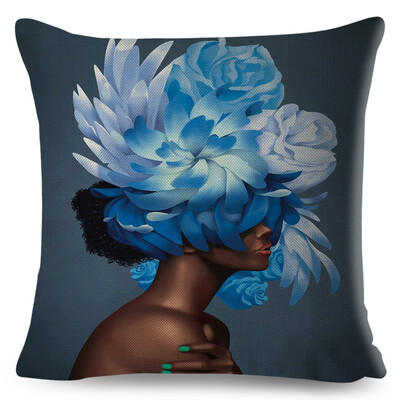 Seksi cvjetno pero Ženska jastučnica Dekor Harajuku Aesthetics Lady Jastučnica s dvostrukim printom za Sofu Kućna lanena jastučnica