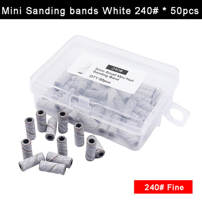 50 komada po kutiji Mini zebra trake za brušenje od 3 mm, svrdla za nokte od nehrđajućeg čelika, trn, električni pribor za manikuru, alat