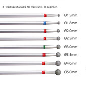3/32'' dijamantno glodalo loptastog oblika Svrdla za nokte za čišćenje zanoktica Profesionalni pribor za turpije za nokte za manikuru