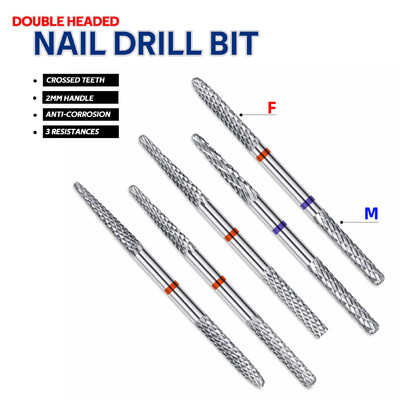 Τρυπάνια νυχιών με διπλή κεφαλή Τρυπάνια από χάλυβα βολφραμίου για μανικιούρ Αφαίρεση βερνικιού νυχιών Αξεσουάρ ηλεκτρικό τρυπάνι