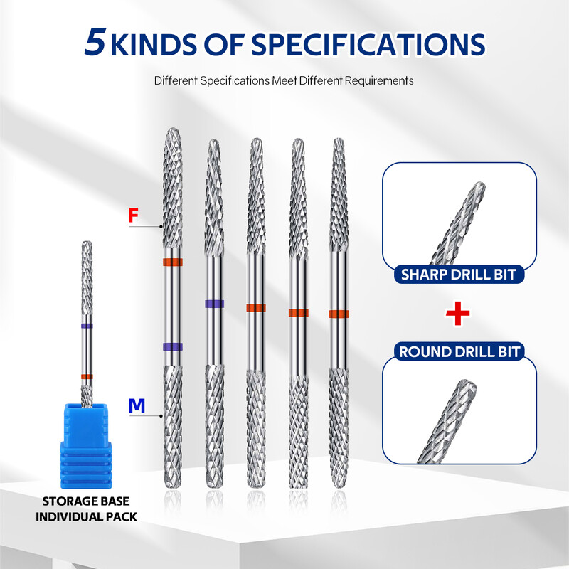 Svrdla za nokte s dvostrukom glavom Glodala od volframovog čelika za manikuru Uklanjanje zanoktica Lak za nokte Dodaci za električne bušilice