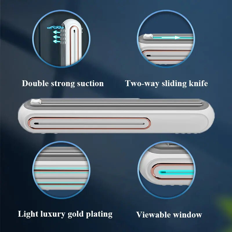 1vnt plastikinės plėvelės pjaustyklės plėvelės pjaustytuvo dozatorius Magnetinis pakartotinai užpildomas plastiko įvyniojimo dozatorius su pjaustytuvu virtuvės priedais