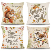 Jesen Dan zahvalnosti Navlaka za jastuk Javor Vjeverica Ptica Dizajn Navlaka za jastuk za Dan zahvalnosti Sretna jesenska žetva Dekoracija za praznike