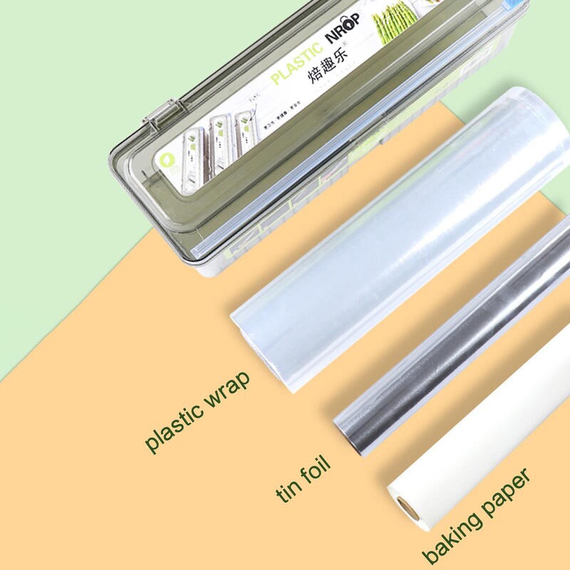 Plastikust ümbrise jaoturi fikseerimine fooliumiga toidukile lõikuriga toidukile plastikust terava jaoturi lõikuri organiseerija köögitööriistade tarvikud