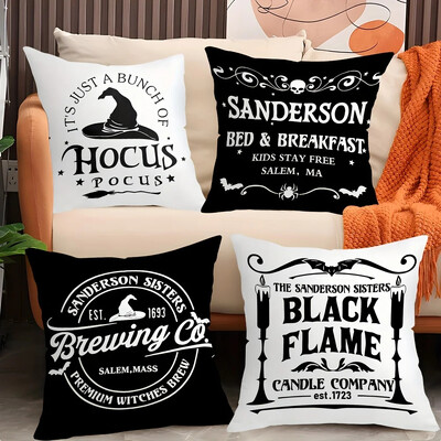 Pakiranje od 4 komada jastučnica za Noć vještica 45X45 cm s uzorkom šišmiša od bundeve, idealno za kauč, krevet, automobil, kućni dekor u dnevnoj sobi