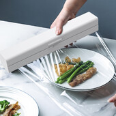 Dozator za prianjajuću foliju Dozator za foliju za hranu s rezačem Rezač rastezljive folije od plastične aluminijske folije za višekratnu upotrebu za kuhinjske dodatke