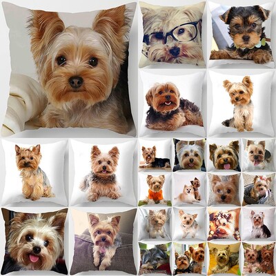 1 db Cute Dog Yorkie BICHON Yorkshire Decor Nyomtatott párnahuzat Hálószoba Kanapé Derékpárnák Huzat Autó Dekorációs Párna