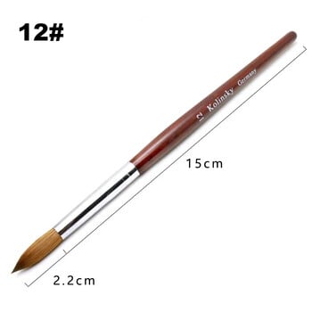 Kolinsky Acrylic Nail Art Brush Дървена дръжка Nail Art Mink Brush Gel Builder Инструменти за нокти Четка за маникюр Инструменти за рисуване Размер 8-24