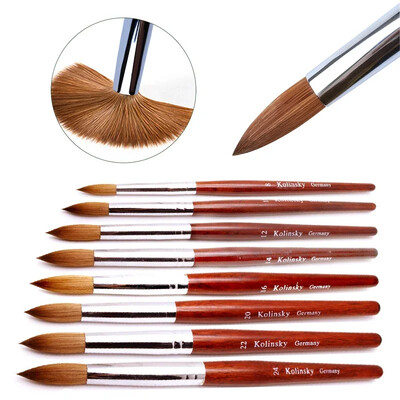 Kolinsky akrilinis nagų dailės šepetėlis medžio rankena Nail Art Mink Brush Gel Builder Nagų įrankiai Manikiūro šepetėlis piešimo įrankiai 8-24 dydis