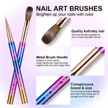 KEMEISI 2PCS Acrylic Nail Brush, Nail Liner Brushes&Size #10 100% Kolinsky Nail Art Brushes for Acrylic Application, Sturdy Hand