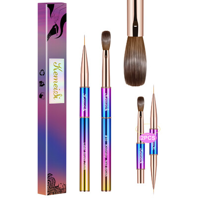 KEMEISI 2PCS Acrylic Nail Brush, Nail Liner Brushes&Size #10 100% Kolinsky Nail Art Brushes for Acrylic Application, Sturdy Hand