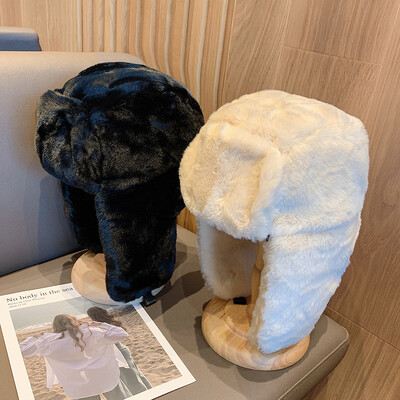 Női téli vastagított meleg sapka Orosz Ushanka Earflap pilóta sapka koreai divat trend bomber sapka állítható