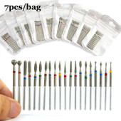 7kom/vreći Glava za brušenje noktiju od volframovog čelika Rezač za manikuru Zanoktice Čiste turpije za nokte Električni set za manikuru za skidanje gela za nokte