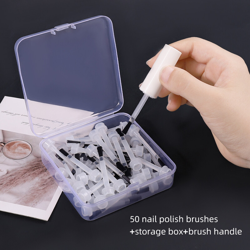 50kom/kutija Četkice za nokte Zamjenske kistove za lakiranje Tekući Aplikator za umakanje Dip Jednokratne glave akrilnog pudera Set za manikuru