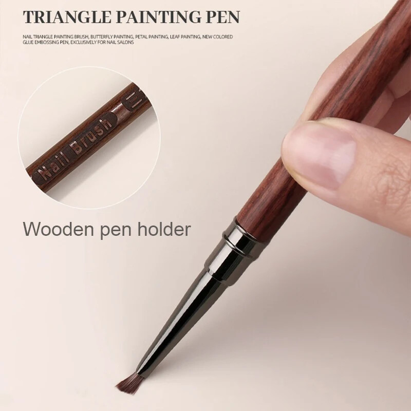 Trokutasta olovka za kist za crtanje noktiju 3D savjeti Fototerapija s uzorkom Akrilna četka za nokte UV gel Alati za DIY manikuru Četke za nokte s drvenom drškom