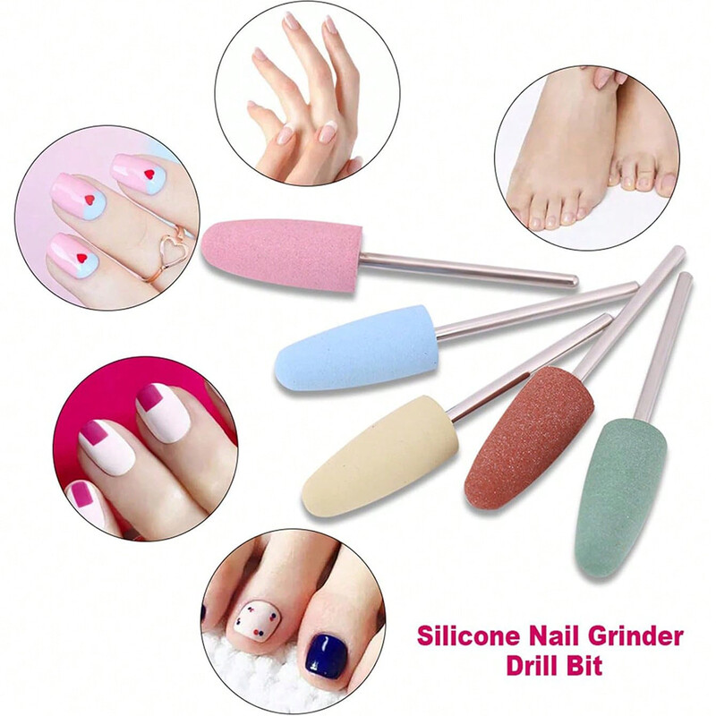 5 kom/set gumenih silikonskih svrdla za nokte 2,35 mm rotirajućih alata za poliranje za pedikuru, njegu noktiju Dodaci za električne bušilice
