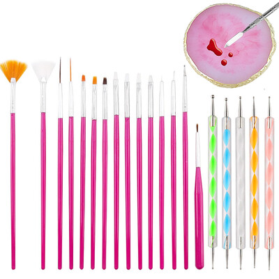 Set četkica za nokte Profesionalni pribor za nokte za crtanje akrilnim UV gelom Dotting Manikura Alati za dizajn noktiju Dodaci za šminkanje