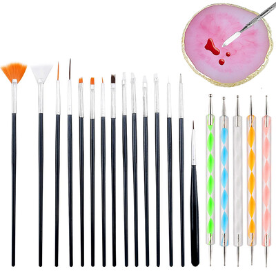 Set četkica za nokte Profesionalni pribor za nokte za crtanje akrilnim UV gelom Dotting Manikura Alati za dizajn noktiju Dodaci za šminkanje
