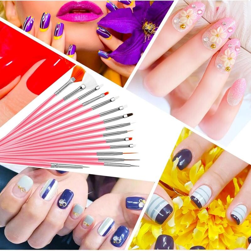 Set četkica za nokte Profesionalni pribor za nokte za crtanje akrilnim UV gelom Dotting Manikura Alati za dizajn noktiju Dodaci za šminkanje