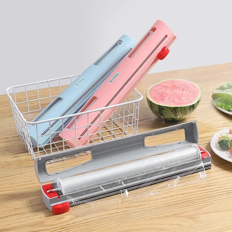 Maisto plastiko įvyniojimo dozatorius, plėvelės dozatorius, pjaustytuvas Saran įvyniojimo dozatorius aliuminio folijos pergamentinio popieriaus purkštukas virtuvės įrankis