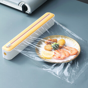 Magnetic Refillable Wrap Dispenser Αδιάβροχο Plastic Wrap Dispenser with Slide Cutter Saran Wrap Dispenser for Cling Wrap