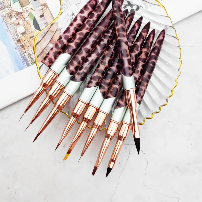 Πινέλο νυχιών Λεοπάρ λαβή Ακρυλικό πινέλο στυλό νυχιών Τζελ σκάλισμα Building Dotting Εργαλείο σχεδίασης επένδυση Βούρτσες ζωγραφικής Προμήθειες νυχιών