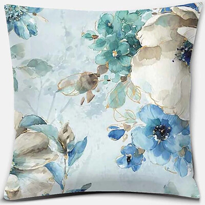 Σειρά εκτύπωσης λουλουδιών και πουλιών Μαξιλαροθήκη τετράγωνη διακόσμηση γραφείου Κάλυμμα μαξιλαριού