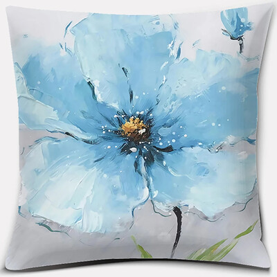 Σειρά εκτύπωσης λουλουδιών και πουλιών Μαξιλαροθήκη τετράγωνη διακόσμηση γραφείου Κάλυμμα μαξιλαριού