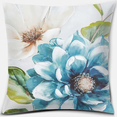 Σειρά εκτύπωσης λουλουδιών και πουλιών Μαξιλαροθήκη τετράγωνη διακόσμηση γραφείου Κάλυμμα μαξιλαριού