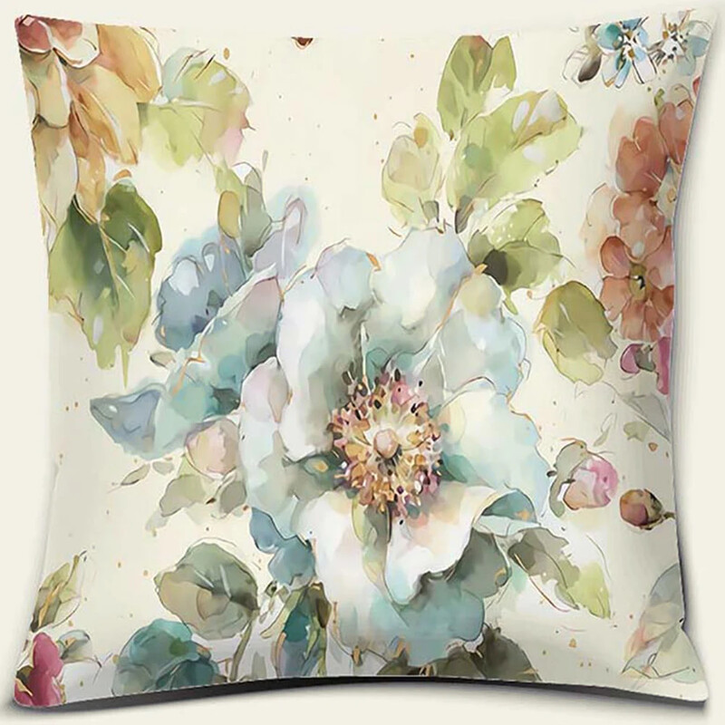 Σειρά εκτύπωσης λουλουδιών και πουλιών Μαξιλαροθήκη τετράγωνη διακόσμηση γραφείου Κάλυμμα μαξιλαριού