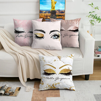 1 vnt Non Core Ins Style Beauty Makeup Blakstienų persikų odos pagalvės užvalkalas Kvadratinis pagalvės užvalkalas Sofa su pagalvės užvalkalu, skirta naudoti namuose