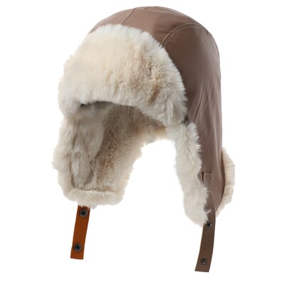 SupSindy Ανδρικό καπέλο χειμερινού βομβαρδισμού μοτοσυκλέτα εξωτερικού χώρου Αντιανεμικό ζεστό ψεύτικο γούνα πιλοτικό καπέλο αυτιού Δερμάτινο θερμικό καπέλο χιονιού Ushanka