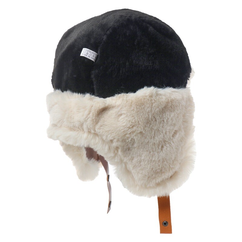 SupSindy Ανδρικό καπέλο χειμερινού βομβαρδισμού μοτοσυκλέτα εξωτερικού χώρου Αντιανεμικό ζεστό ψεύτικο γούνα πιλοτικό καπέλο αυτιού Δερμάτινο θερμικό καπέλο χιονιού Ushanka