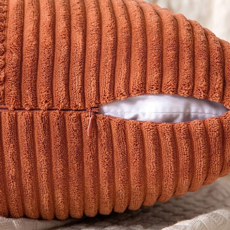 Rust Boho navlaka za jastuk 18x18 inča za kauč, krevet, sofa, jastučnica od mekanog korduroja, patchwork teksturirane terakote