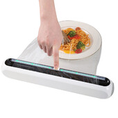 Plėvelės pjaustytuvas Aliuminio folija ir lipnios plėvelės dozatorius su slankiojančiu pjaustytuvu Daugkartinio naudojimo maisto pakuotės organizatorius Magnetinis virtuvės laikiklis