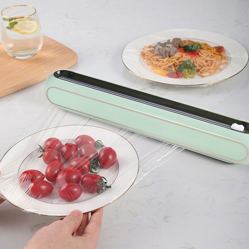 Plėvelės pjaustytuvas Aliuminio folija ir lipnios plėvelės dozatorius su slankiojančiu pjaustytuvu Daugkartinio naudojimo maisto pakuotės organizatorius Magnetinis virtuvės laikiklis