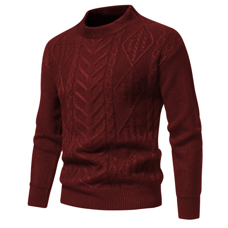 2023. Novi ležerni rebrasti pleteni jacquard dizajn s okruglim izrezom za muške majice dugih rukava