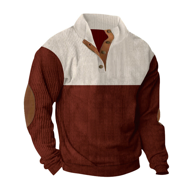 Φθινοπωρινό και Χειμώνα Νέο ανδρικό γιακά με κοτλέ με μακρυμάνικο στυλ, χαλαρό αθλητικό πουλόβερ ευρωπαϊκής και αμερικανικής μόδας