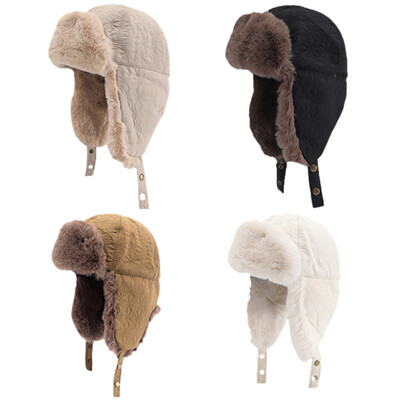 Ziemas siltas bumbvedēju cepures Plīša odere Krievu Ushanka Cepurīte Bieza Ausu Aizsardzība Slēpošanas Cepurīte Vīriešiem Sievietēm Vēja necaurlaidīga ausu atloka pilota cepure