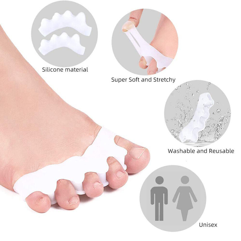 Gel Spreaders Separator Silicone Bunion Correctors for Bent Claw Curved toes Ισιωτικά δακτύλων για γυναίκες & άντρες Εργαλείο περιποίησης ποδιών