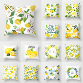 Husa de perna cu model de lamaie frunze de fructe galbene planta canapea fata de perna decor perna poliester