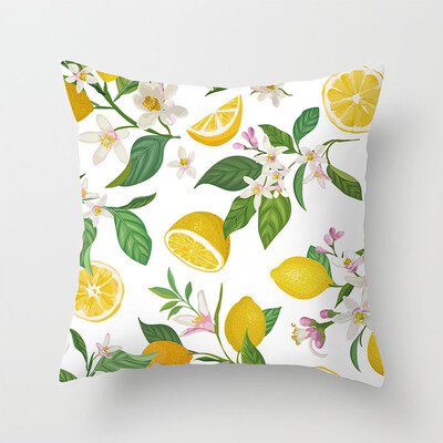 Husa de perna cu model de lamaie frunze de fructe galbene planta canapea fata de perna decor perna poliester