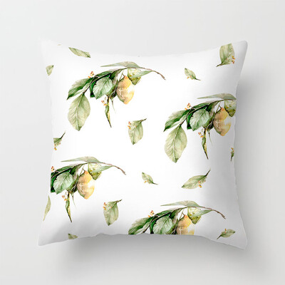 Husa de perna cu model de lamaie frunze de fructe galbene planta canapea fata de perna decor perna poliester