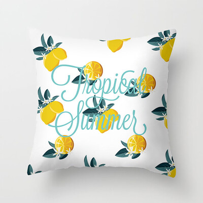 Husa de perna cu model de lamaie frunze de fructe galbene planta canapea fata de perna decor perna poliester