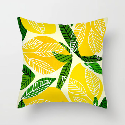 Husa de perna cu model de lamaie frunze de fructe galbene planta canapea fata de perna decor perna poliester