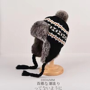 μόδα Χειμερινό γούνινο καπέλο για γυναίκες Πλεκτό κασμίρ Λαιμός Ζεστό Balaclava Ski Αντιανεμικό καπέλο Χοντρό βελούδινο αφράτο κουκούλα φασολιών