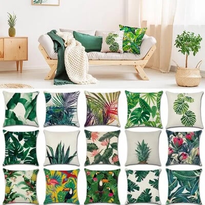 Plante tropicale Cactus Monstera Perne decorative de vară Husă de pernă Husă de pernă Frunză de palmier Verde Decor Home Decor